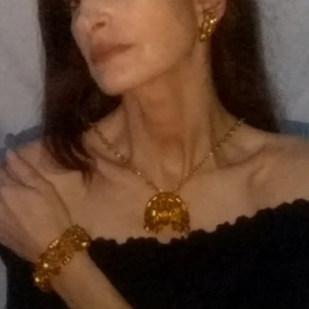 Vintage Amber Crystal Necklace, Earrings & Bracelet - Picture 6 of 8